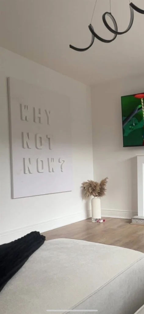 Why not now?, a handcrafted lettering canvas, 150 x 100 cm